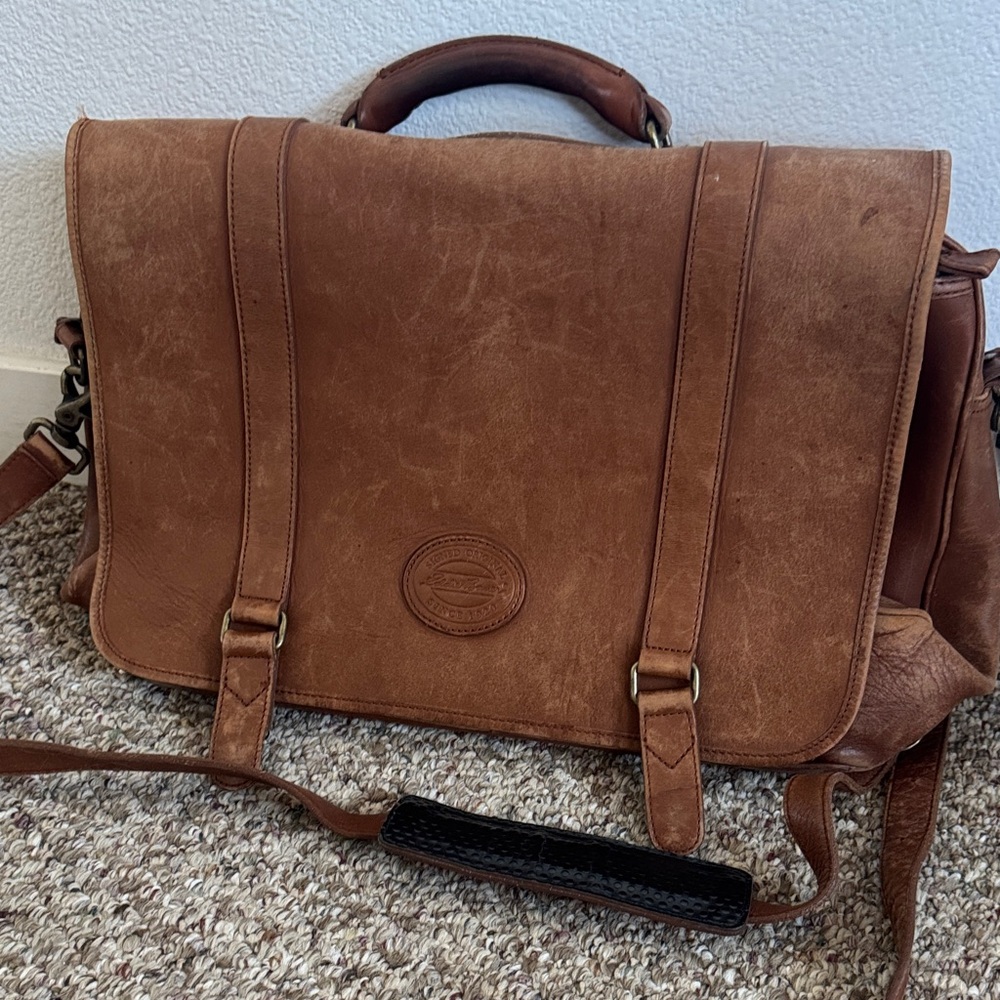 Eddie Bauer Tan Leather Messenger Bag
